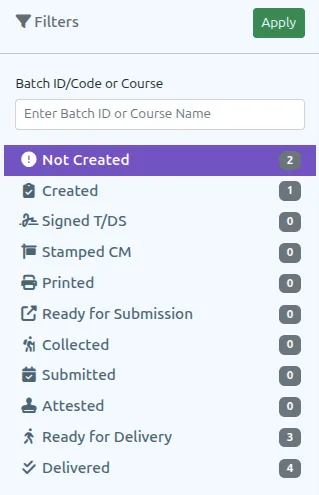 VheTM Multi-Stage Certificate Attestation Pipeline showing Print, Sign, Stamp, Collect, Submit, and Issue stages