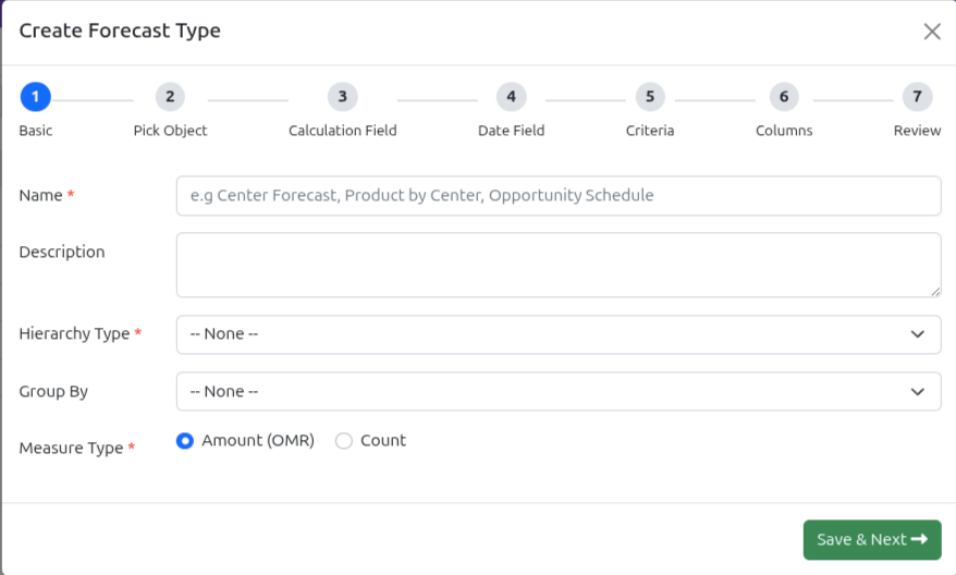 Create Forecast Form