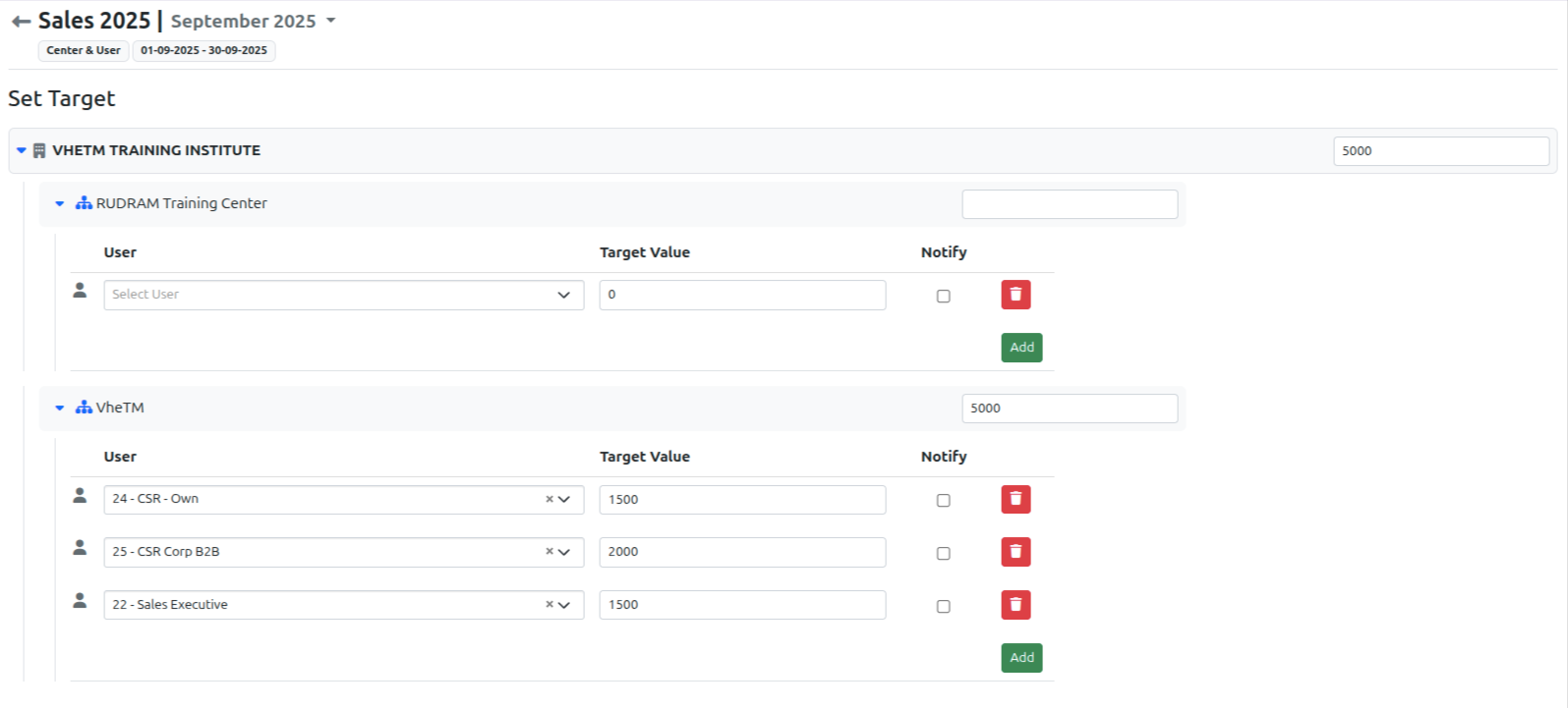 Set Target by Center & User