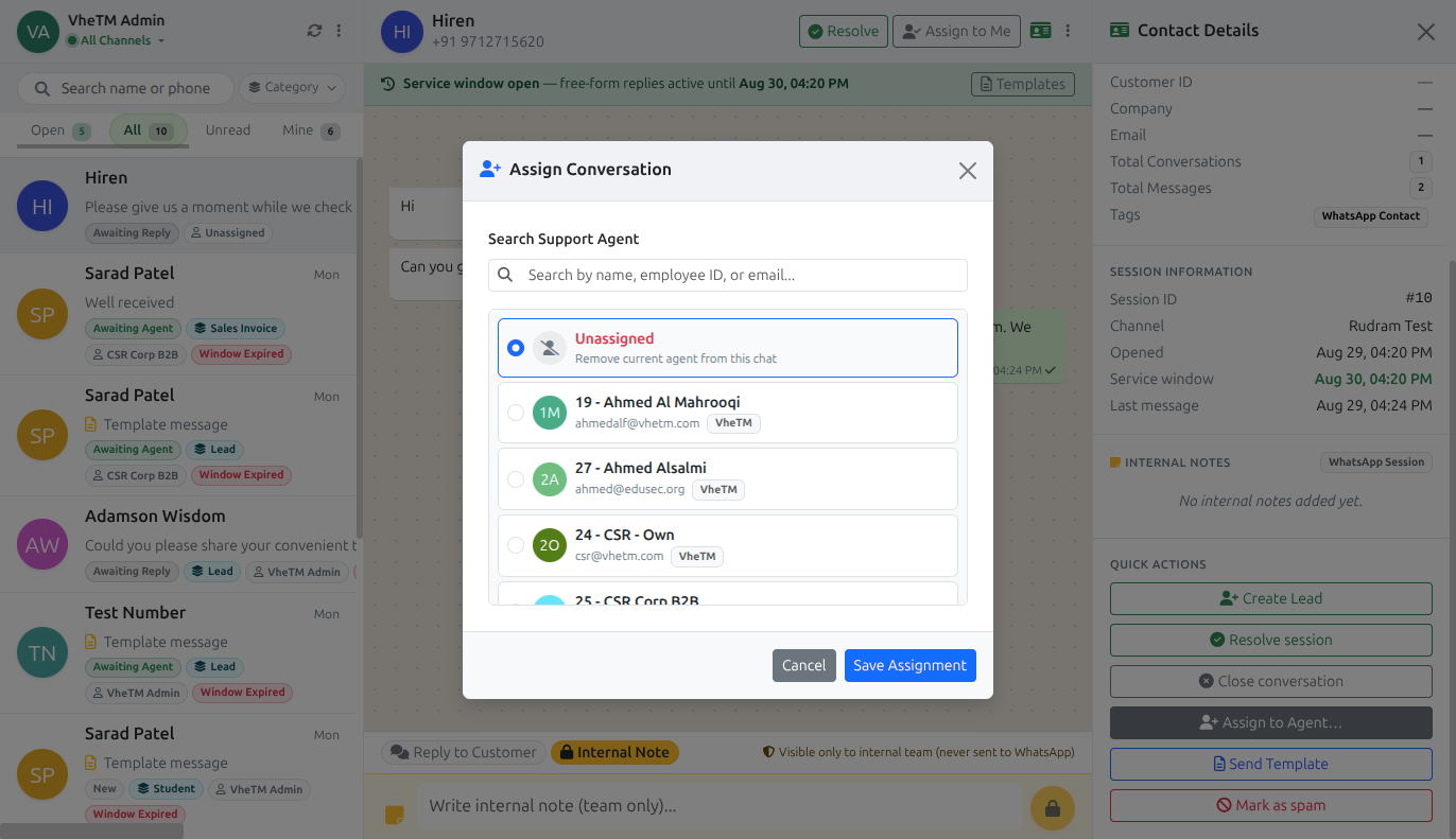 Multi-agent routing and counselor assignment dialog